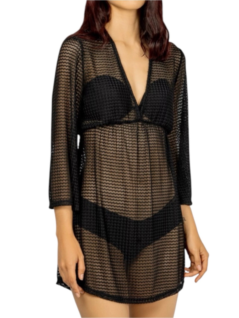 NEW South Moon Under Black Netted Sheer  Beach Cover-Up Dress